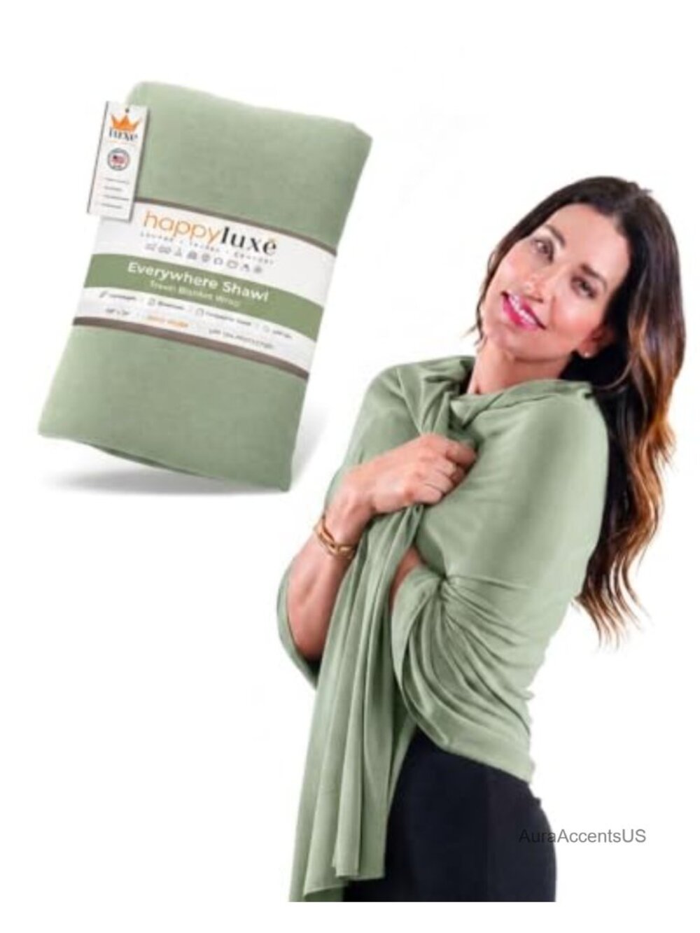 Soft Travel Shawl Wrap UPF 50 Tencel Pashmina USA Made Machine Washable